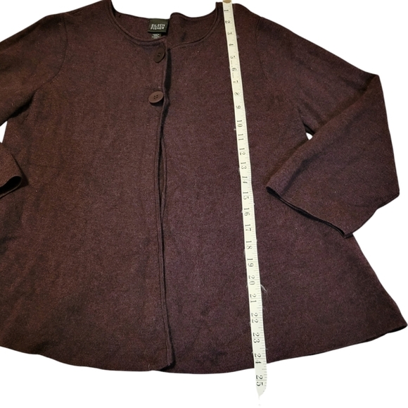 Eileen Fisher 100% Merino Wool Italian Yarn Cropped Cardigan Sweater Medium - Picture 4 of 6